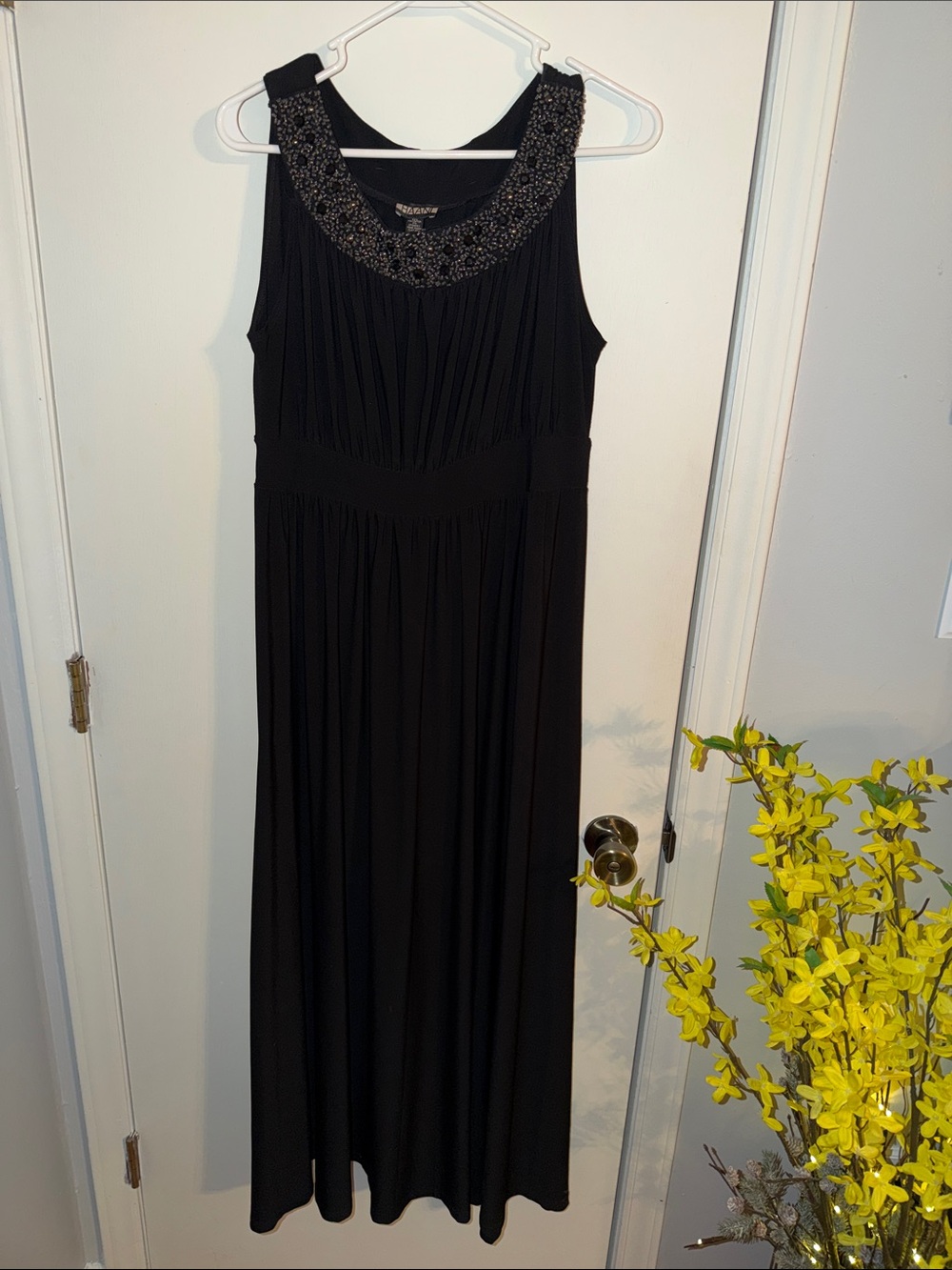 Haani Black Maxi Dress with Beaded Collar